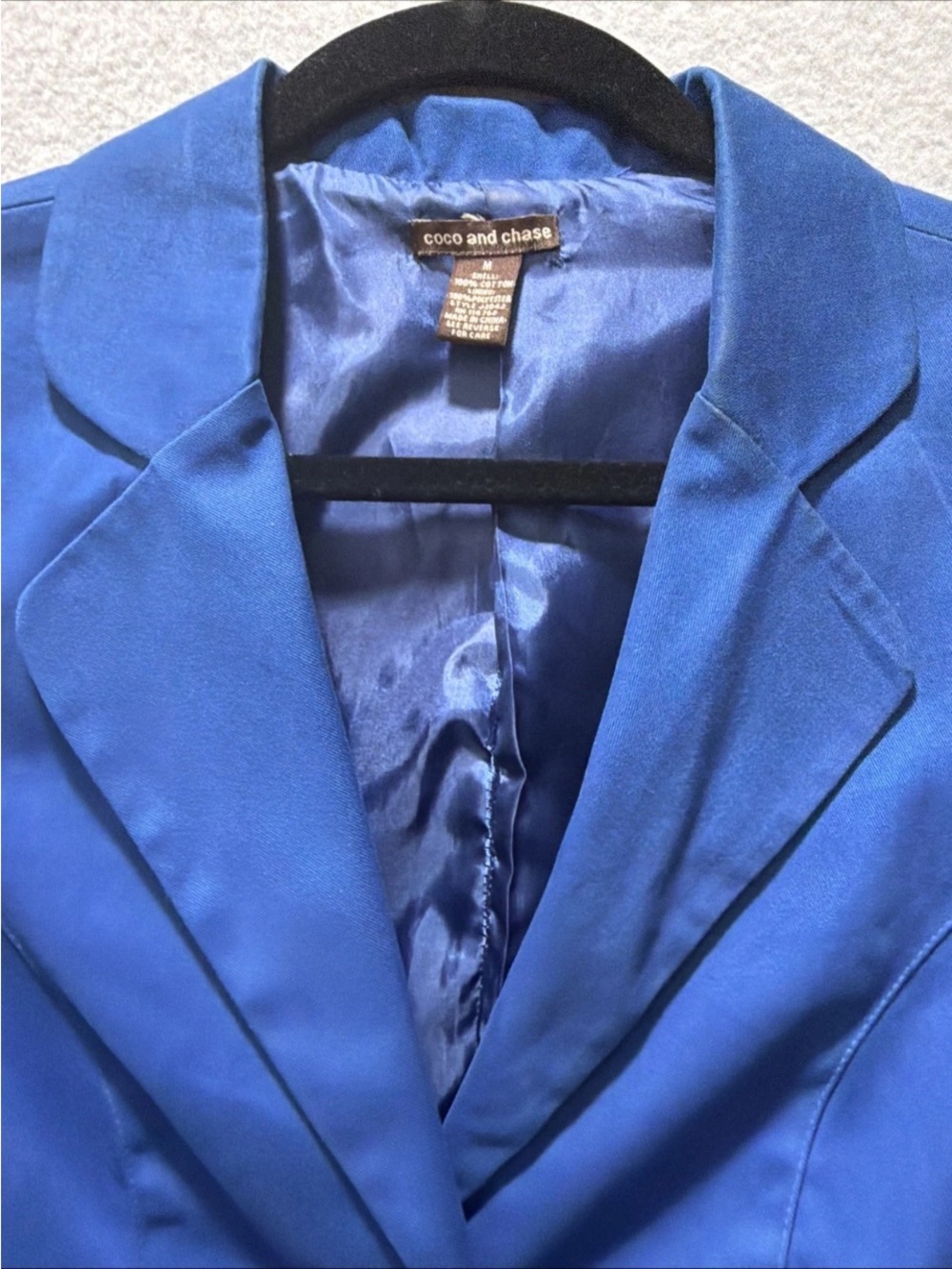 Coco and Chase Sapphire Blue Brushed Soft Denim Cropped Blazer Single Button EUC - Picture 4 of 7